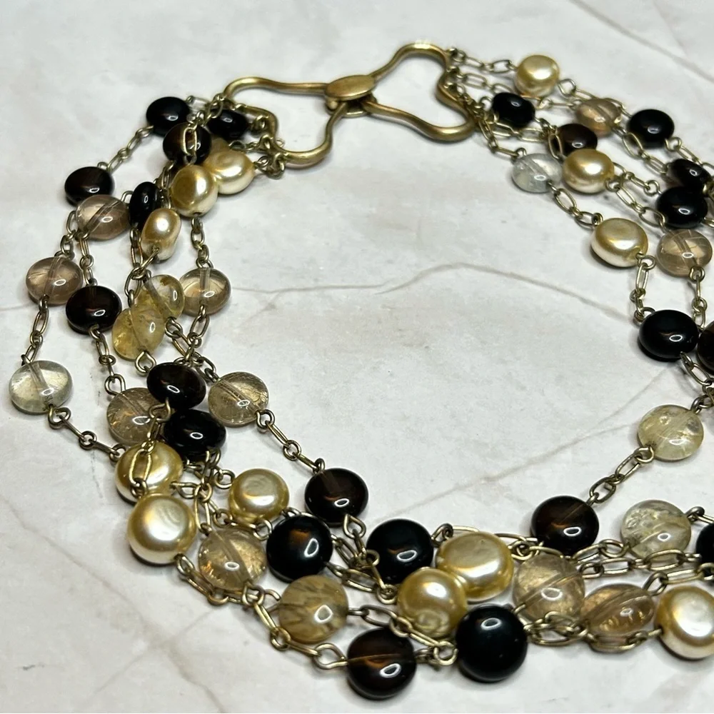 Unique Multi-Strand Faux Pearl Necklace